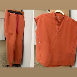 Figs Women's Vibrant Limited Edition Sunset Orange Jogger Set